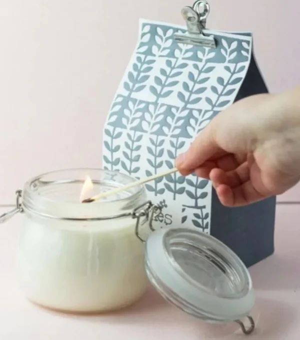 Lumânare în pahar de sticlă cu clip, 400 ml, 80 h