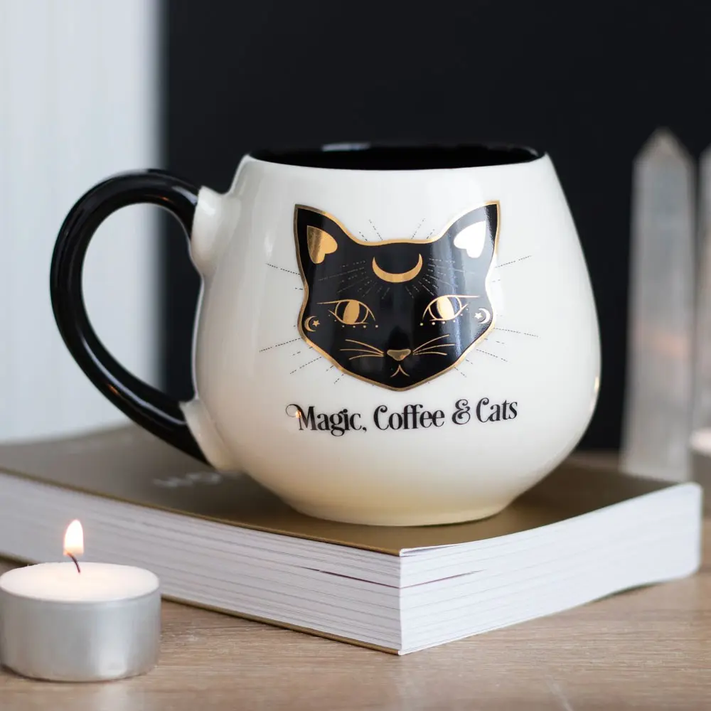 Cană rotunjită Magic, Coffee & Cats
