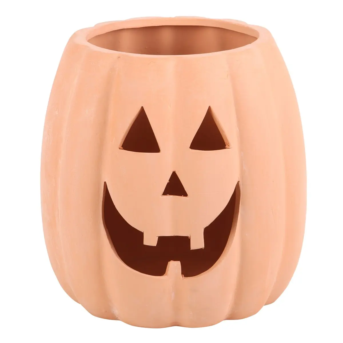 Decorațiune de Halloween din teracotă în formă de dovleac decupat de 25 cm