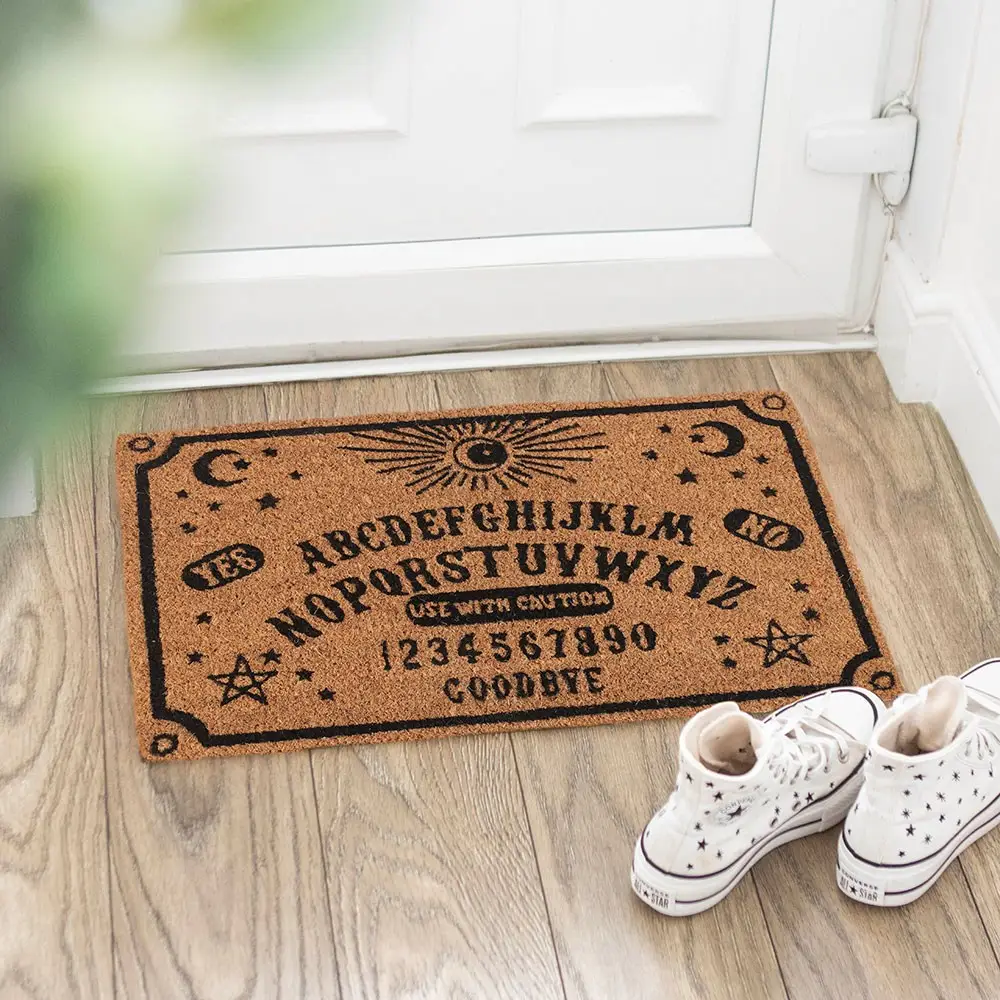 Preș de intrare natural cu design de tablă ouija pentru Halloween