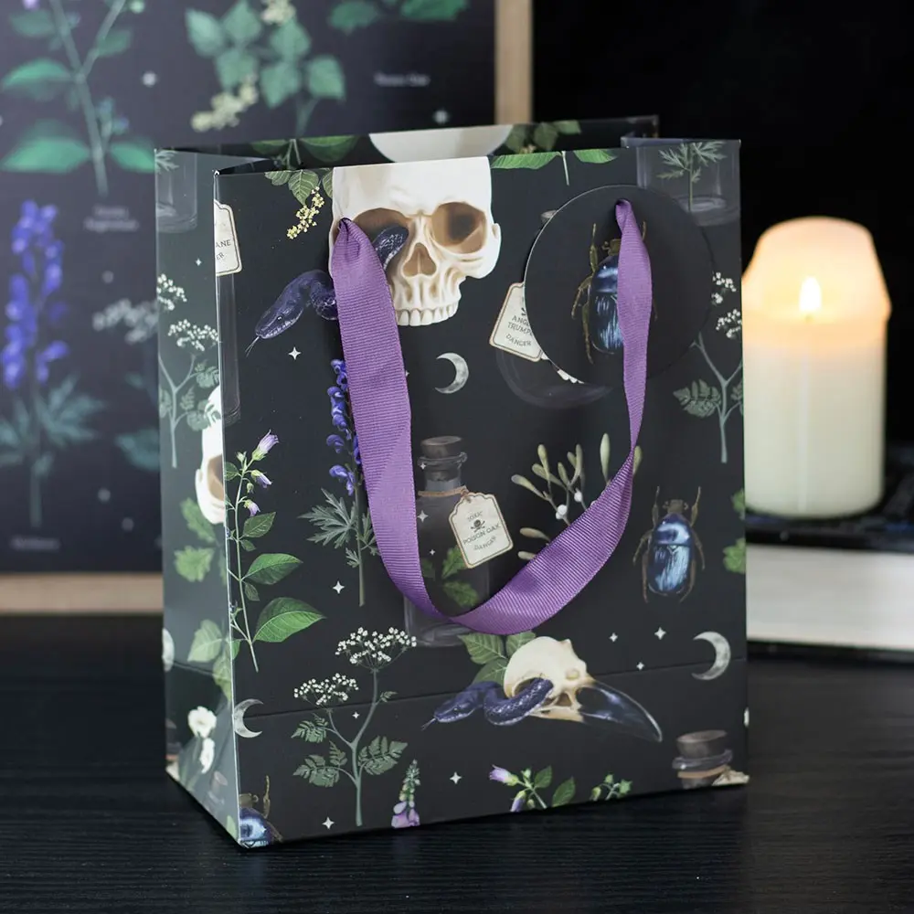 Pungă de cadou de 23 cm cu imprimeu venin și vițe de vie