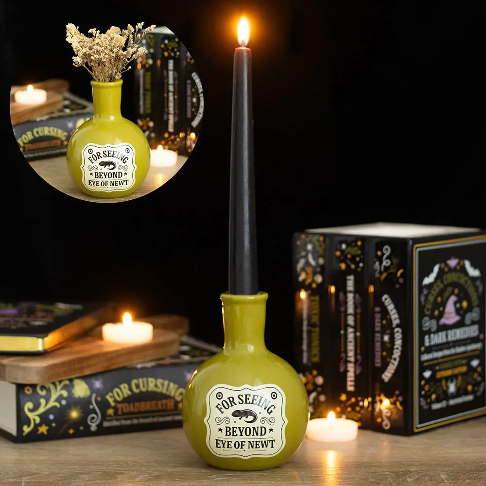 Suport ceramic pentru lumânare și vază în formă de sticlă de poțiune cu ochi de triton pentru decoruri gotice și Halloween