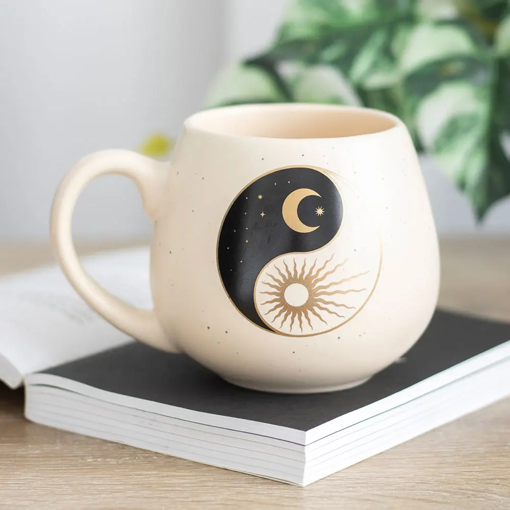 Cană rotunjită cu design Yin și Yang, 500 ml