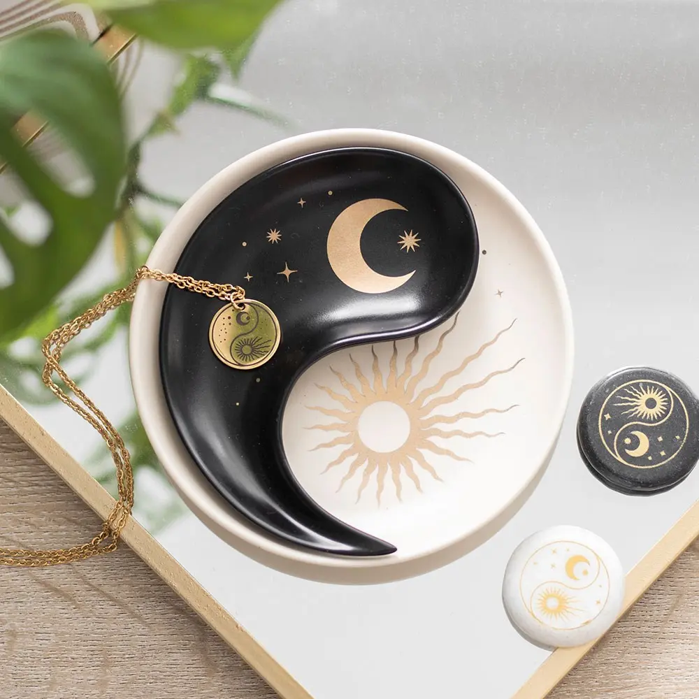 Farfurie decorativă suprapusă pentru bijuterii Yin și Yang