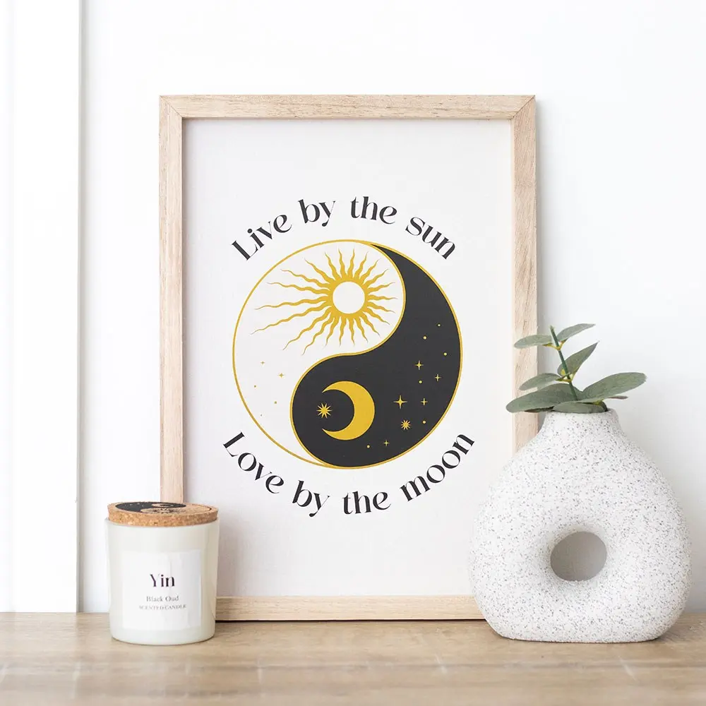 Tablou înrămat cu design yin și yang