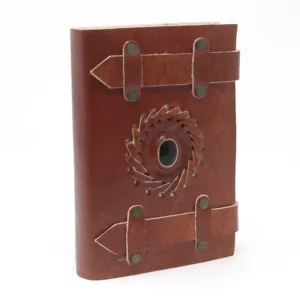 Agendă De Piele (15x10 cm) - Onix Negru Cu Curele