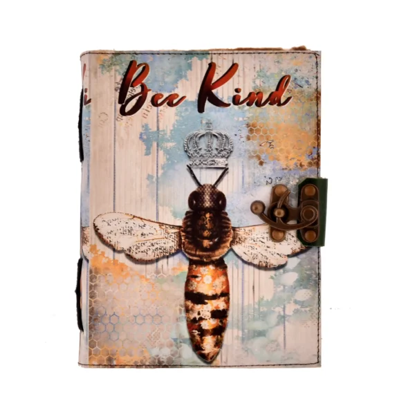 Agendă de Piele "Bee Kind" Margini Zimțate