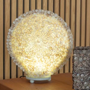 Lampă Boho din Scoici – Model Artistic Decupat, Rotundă Mare – 30 cm