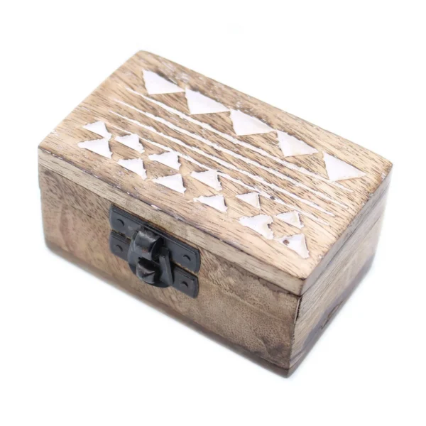 Set 3 cutii cutii din lemn de mango 8,5x5,5x4 (cm) - Model Aztec