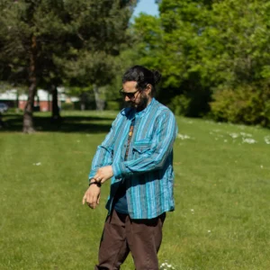 Cămașă Nomad Sari Grandad - Turcoaz - Medie
