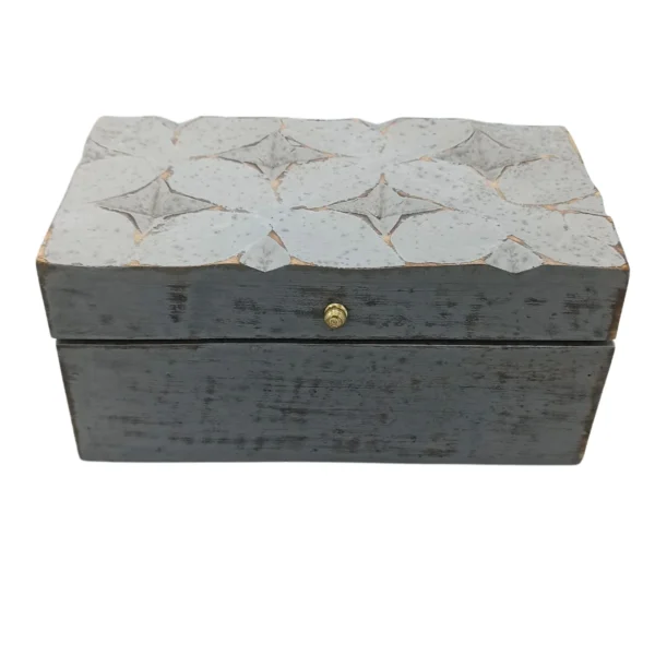 Cutie vintage din lemn de mango 22x12x10cm - Steaua Gri Cutie vintage din lemn de mango 22x12x10cm - Steaua Gri