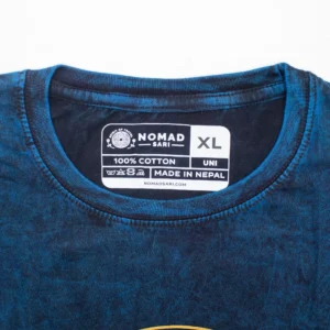 Nomad Sari Stonewashed Cotton T-Shirt - Rămâi sălbatic, Copil al Lunii - Albastru - XL