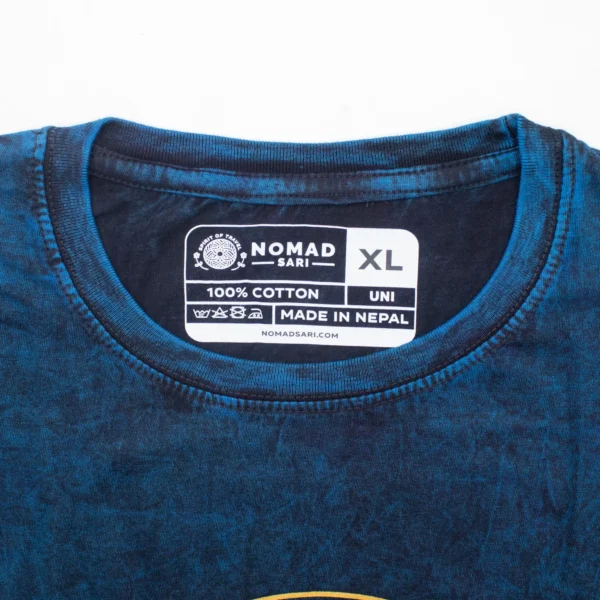 Nomad Sari Stonewashed Cotton T-Shirt - Rămâi sălbatic, Copil al Lunii - Albastru - XL