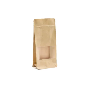 Pungi din hartie kraft cu fereastra ZIP (50 buc/set) 10x20cm