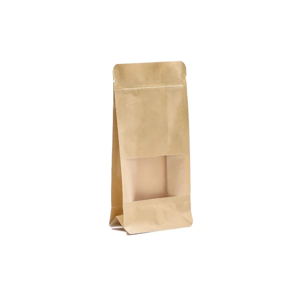 Pungi din hartie kraft cu fereastra ZIP (50 buc/set) 10x20cm