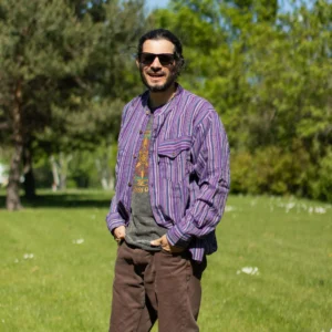 Cămașă Nomad Sari Grandad  Negru Mov - XL