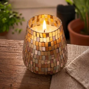 Lumânare în borcan de sticlă Amber Mosaic - înaltă 900 g Sea Breeze