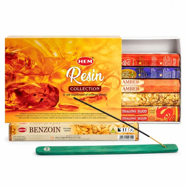 HEM Bețișoare Parfumate Hexagonale – Colecția Rășini cu Suport pentru Cenușă – Pachet Mixt de 6