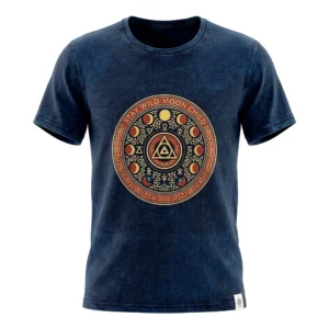 Tricou din bumbac stonewashed Nomad Sari - Stay Wild Moon Child - Albastru - Mare