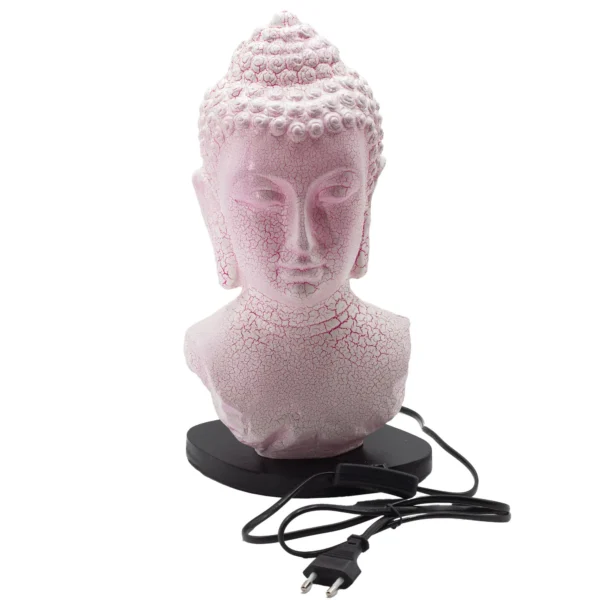 Lampă cu Bust Buddha cu Efect Cireș Crăpat – Suport Oval - Ștecher UE