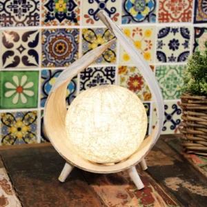 Lampă Naturală de Cocos - Alb Spălat