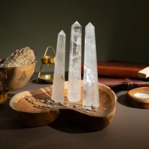 Obelisc din Piatră Prețioasă cu Șase Fețe aprox. 17 cm – Cristal de Rocă
