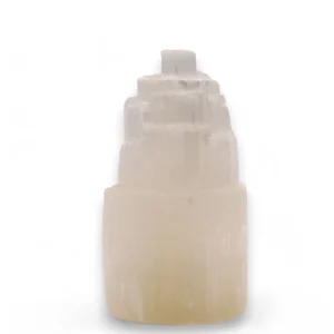 Lampă Turn din Selenit Natural – 15 cm - Ștecher UE