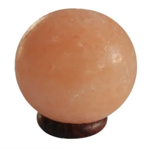 Lampă de Sare Rotundă - Suport Mare din Lemn 3-4 kg - Ștecher UE