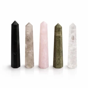 Obelisc din Piatră Prețioasă cu Șase Fețe aprox. 11 cm – Cuarț Roz