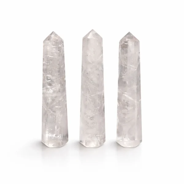 Obelisc din Piatră Prețioasă cu Șase Fețe aprox. 11 cm – Cuarț Transparent