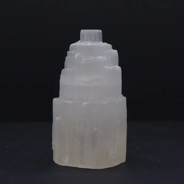 Lampă Turn din Selenit Natural – 15 cm - Ștecher UK