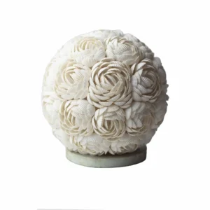 Lampă Boho din Scoici - Glob Trandafir - 20cm