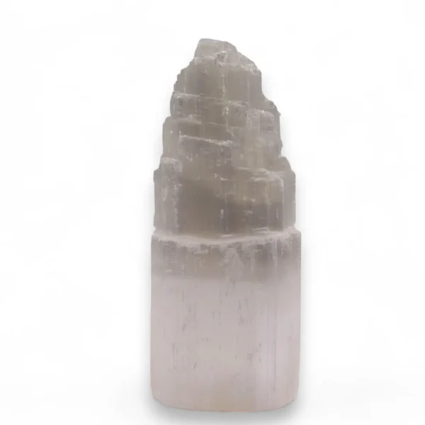 Lampă Turn din Selenit Natural – 20 cm - Ștecher UE