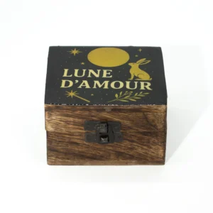 Cutie emailată din lemn de mango 10x10x6 (cm) – Lune D’Amore