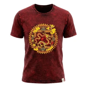 Nomad Sari tricou din bumbac lavat la piatră - Dragon Mandala - maroniu închis - Mare