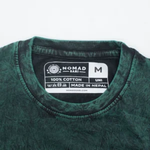 Nomad Sari tricou din bumbac spălat cu pietre - Copacul Vieții - Verde - Medie