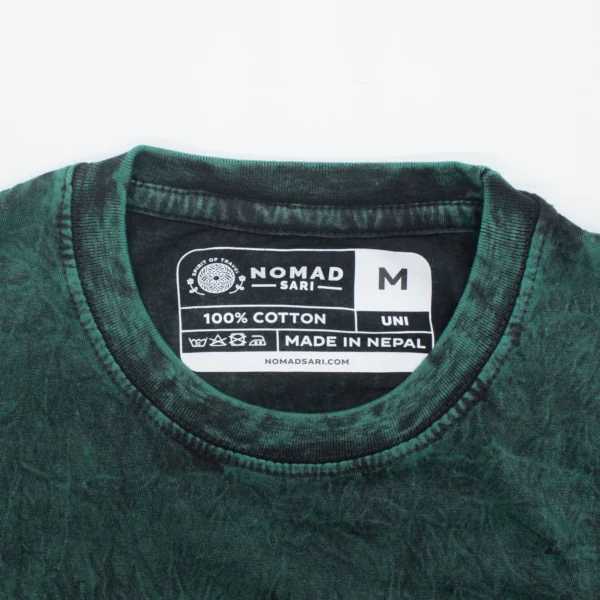 Nomad Sari tricou din bumbac spălat cu pietre - Copacul Vieții - Verde - Medie