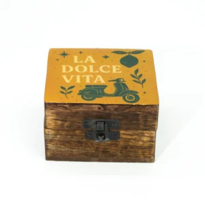Cutie emailată din lemn de mango 10x10x6 (cm) – La Dolce Vita