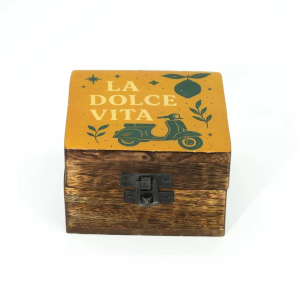 Cutie emailată din lemn de mango 10x10x6 (cm) – La Dolce Vita