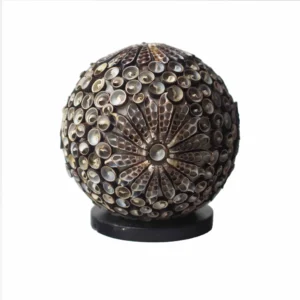 Lampă Boho din Scoici – Glob Twist Ciocolatiu – 15 cm