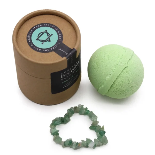 Bombă spumantă de baie cu brățară aventurin verde