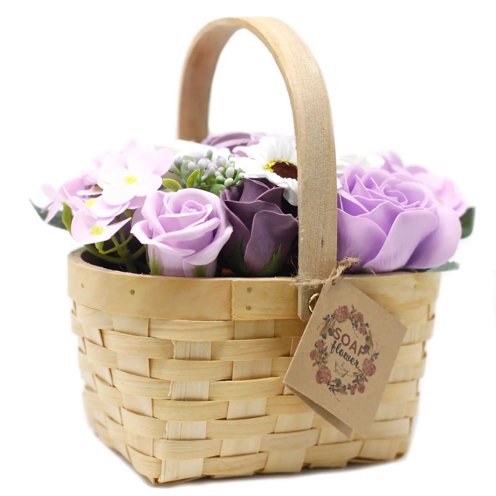 165014.jpeg Buchet de Săpun Mare Violet în Coș de Răchită