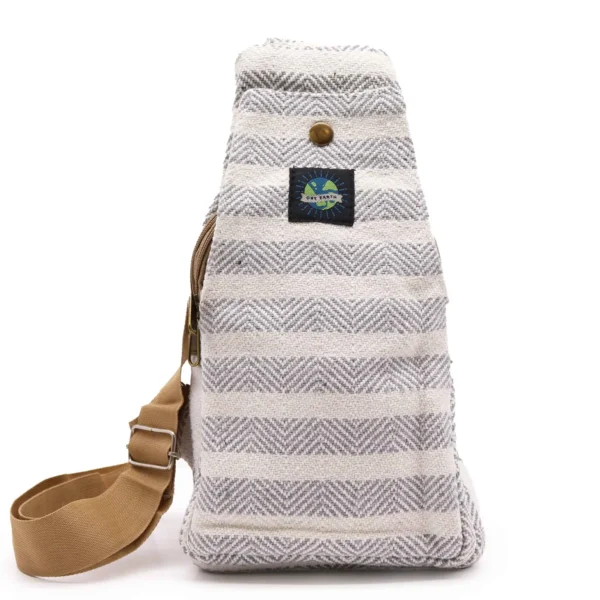 242389 Geantă Cross Body din Bumbac Natural - Gri și Alb