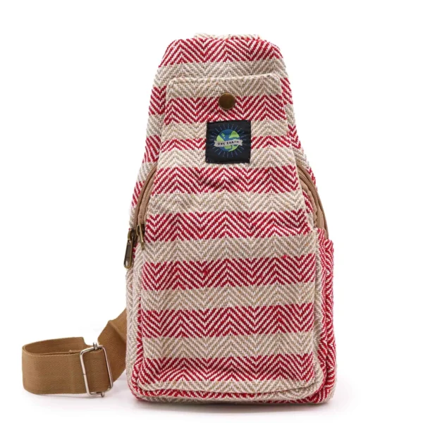 242403 Geantă Cross Body din Bumbac Natural - Maro și Roz
