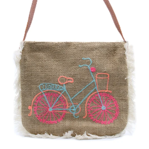 189522 Geantă cu Franjuri - Bicicletă (Brodată)