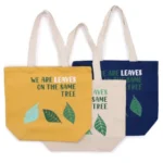 Geantă de Bumbac cu Imprimeu - We are Leaves - Galben, Albastru și Natural