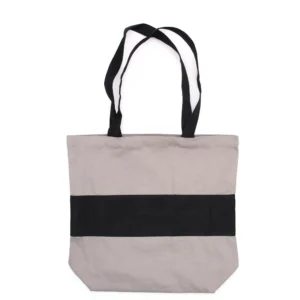 Geantă din Bumbac în Două Culori - 38x42x12cm - Gri și Negru - 10oz