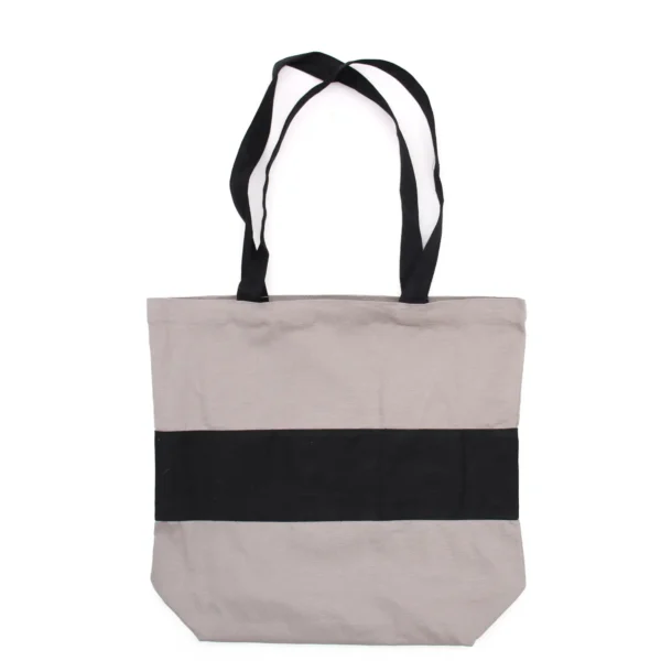 Geantă din Bumbac în Două Culori - 38x42x12cm - Gri și Negru - 10oz