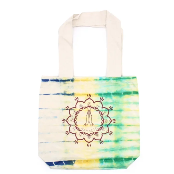 Geantă din Bumbac Tie-Dye (6 oz) - 38x42x12cm - Namaste Mâini - Multi - Mâner Natural