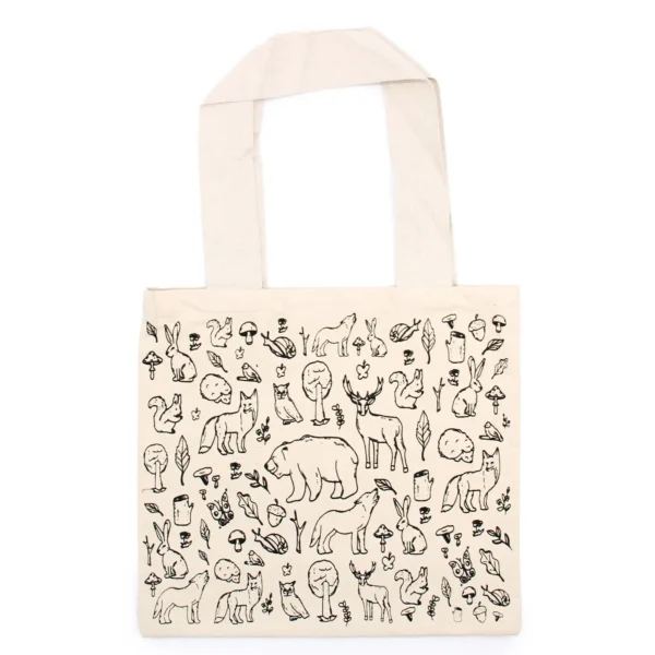 Geantă Mare de Cumpărături - 38x42cm - Viața în Pădure - 10oz